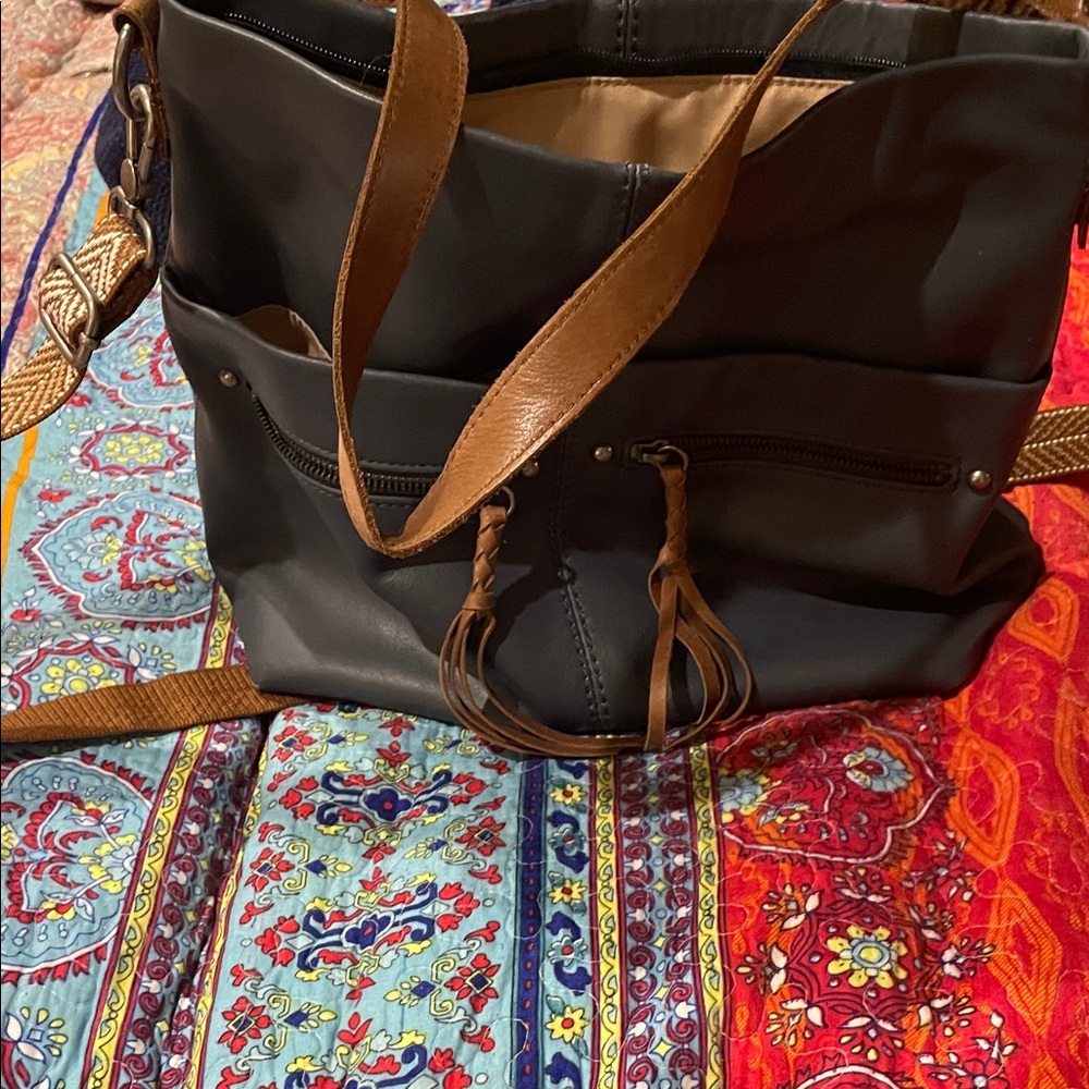 The Sak Blue and Brown Shoulder Bag